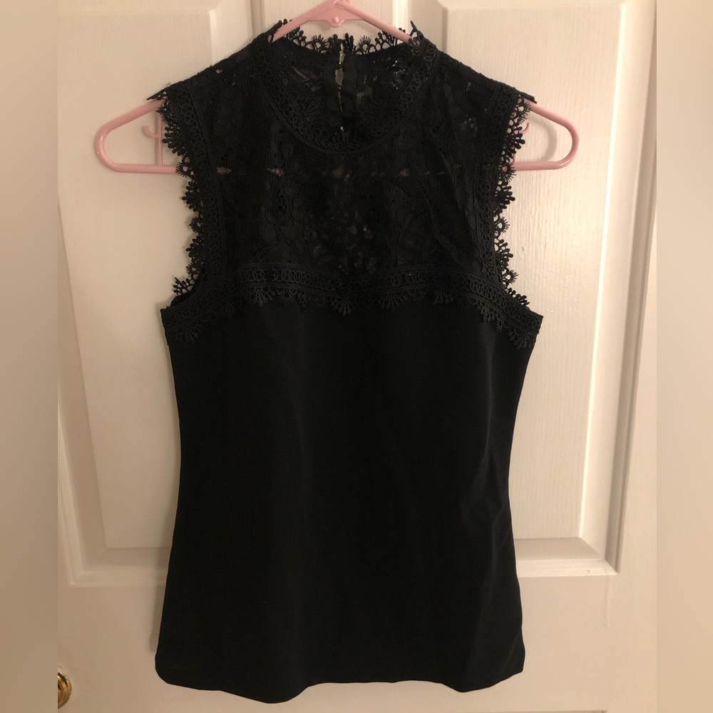 H&M High Neck Black Lace Top